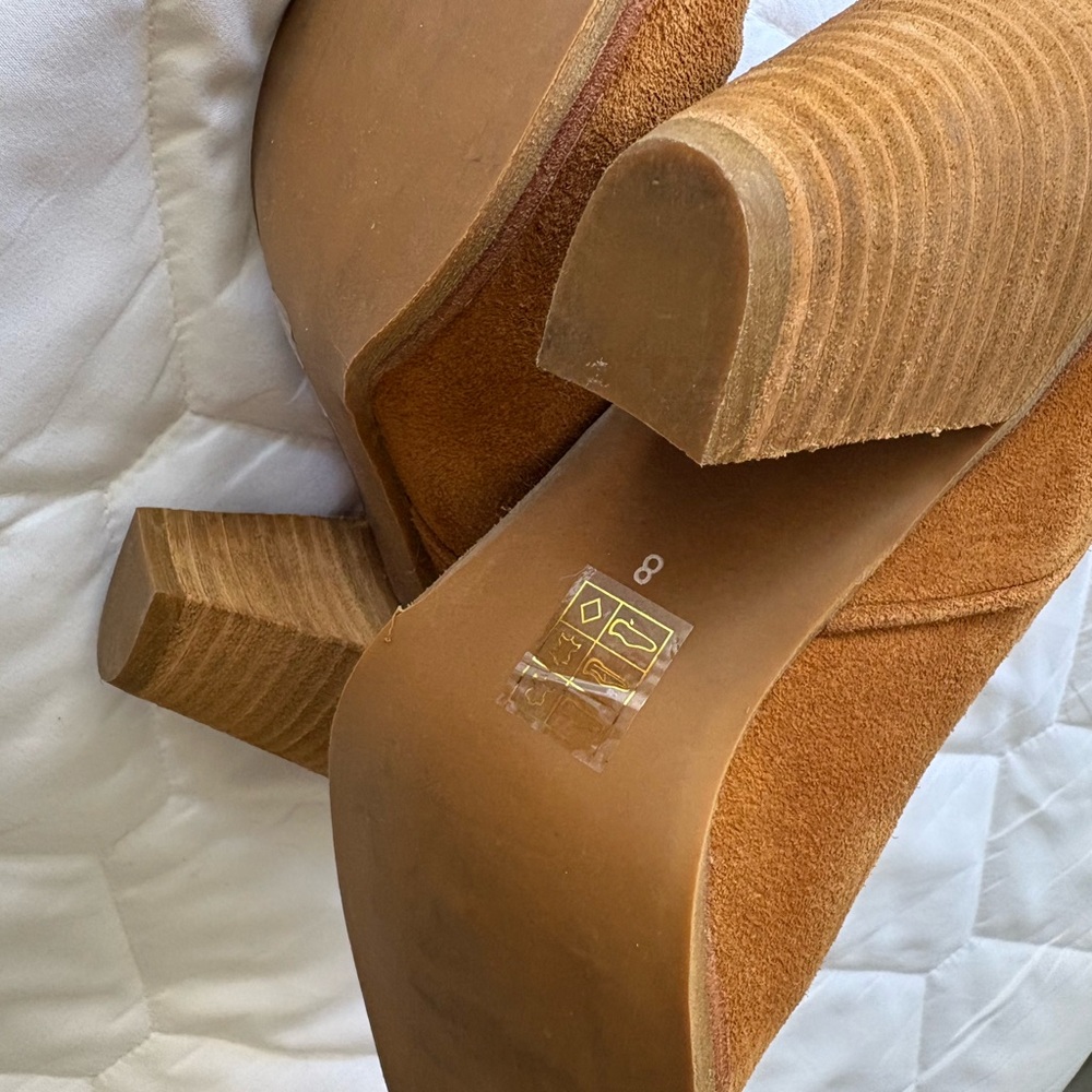 Nordstrom Tan Rust Embroidered Heeled Boots